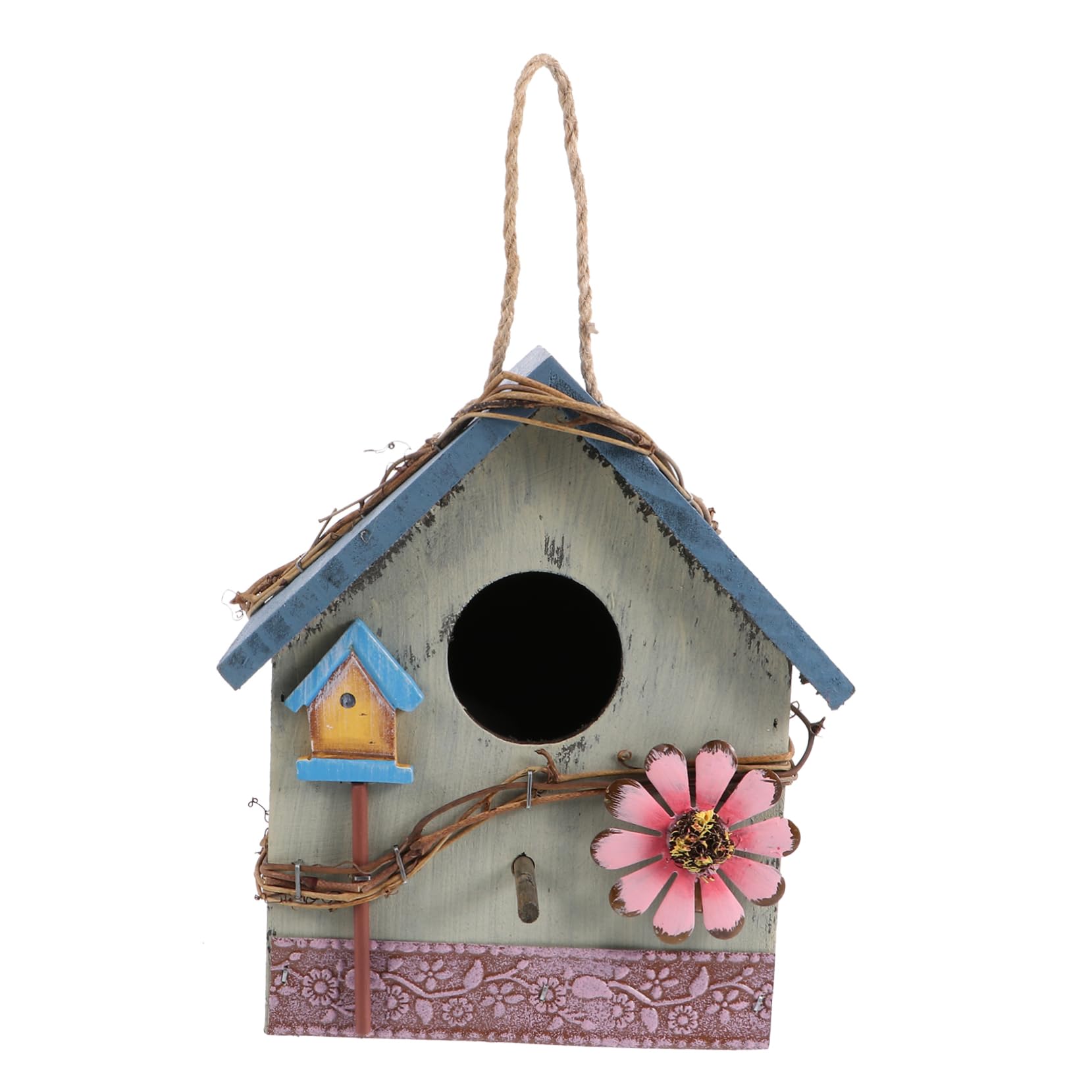 Hängendes Nistkasten für Vögel Papageien und Vogelhaus Wildvögel mit Grünem Design Naturbelassener Gartendeko Garten für Terrasse