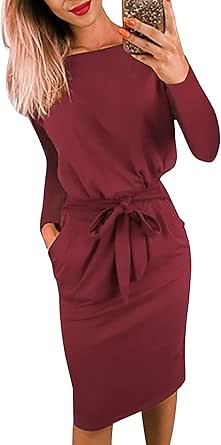 PRETTYGARDEN Women's Fashion Casual Long Sleeve Belted Party Bodycon Sheath Pencil Dress