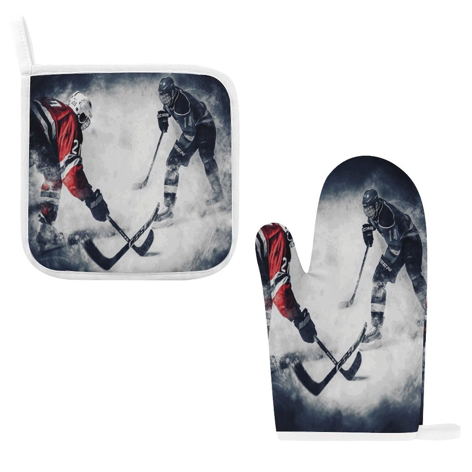 Btcowzrv Style Ice Hockey Art Oven Mitts And Pot Holders 2Pcs Set