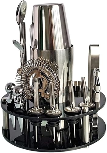 TOEWOE Juego de coctelera de 20 piezas, kit de barman de acero inoxidable 304, juego de herramientas de barra profesional para mezclar bebidas,