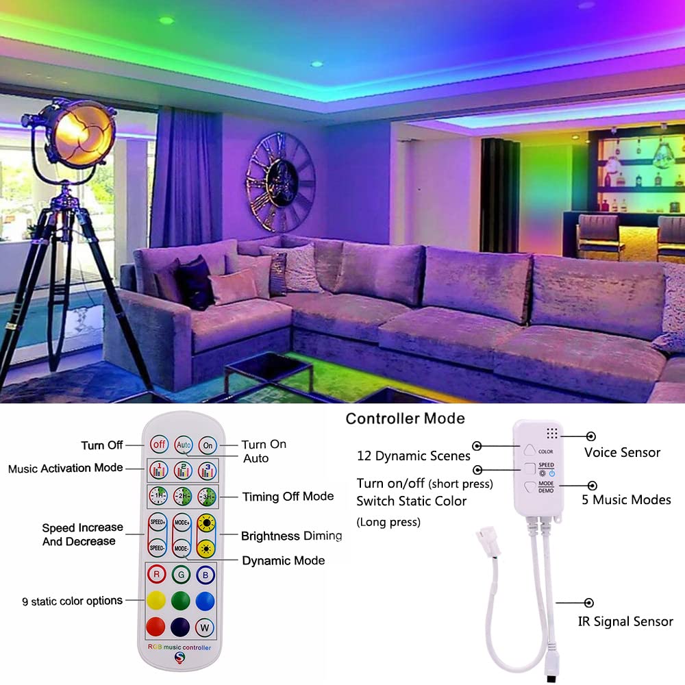 XUNATA Kit Bluetooth luce di Neon RGB Flessibile, WS2812B Pixel Flat striscia LED impermeabile + Controller di sincronizzazione della musica e remoto+ Alimentazione da 5 V 2 A DC (5m)