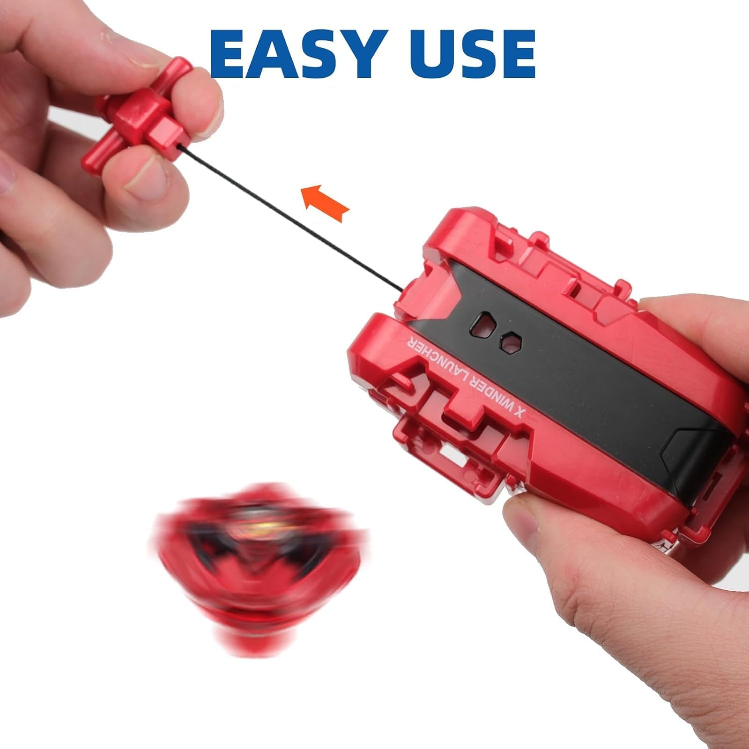 DEZAWRTY Gyro X Set, Attack Type with X String Launcher, Right-Spin Starter Pack, Great Toy Gift for Boy Kid 6+(Red) - Image 3