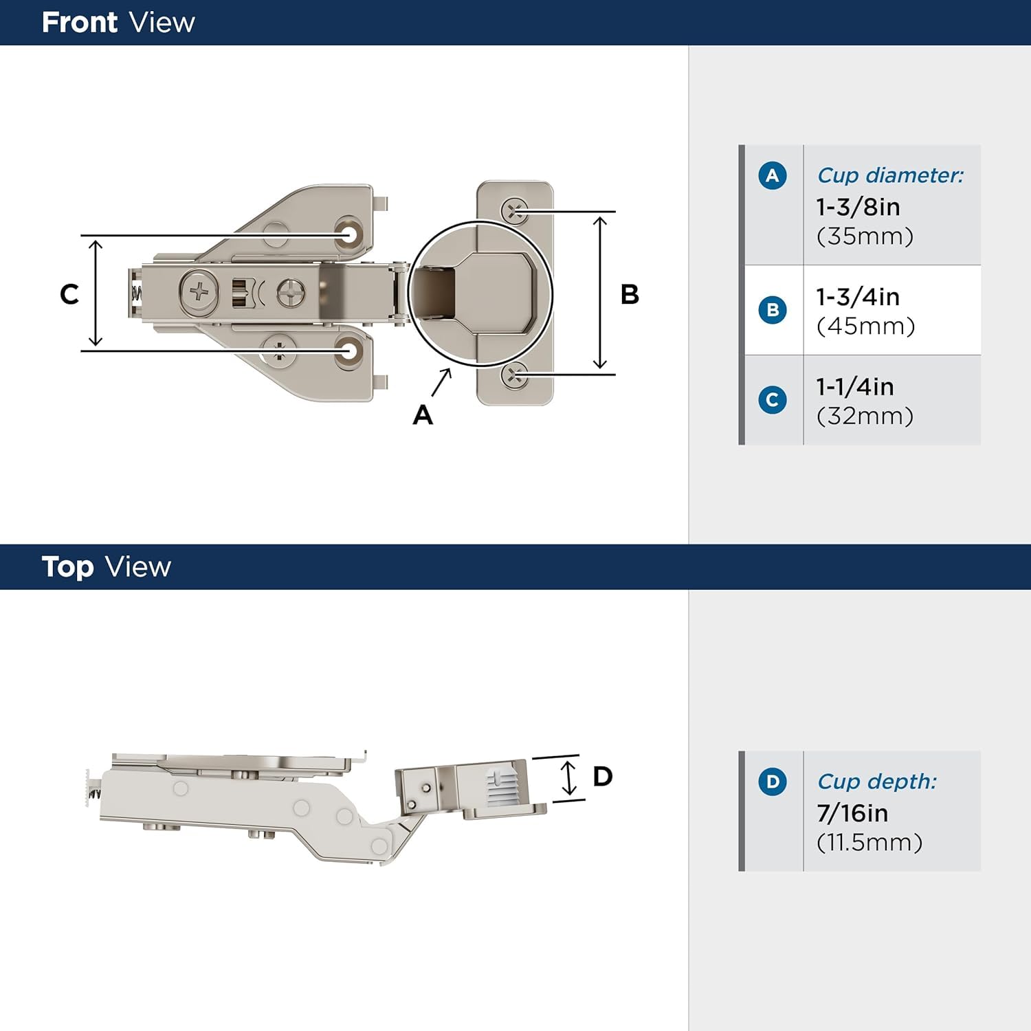 Amerock 1 Pair Full Overlay Soft-Closing Euro Concealed Cabinet Hinge — Amazon image 3