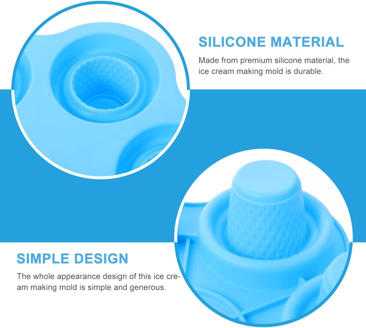 DOITOOL 6-Hole Silicone Ice Cream Mold for DIY Home Use, Blue
