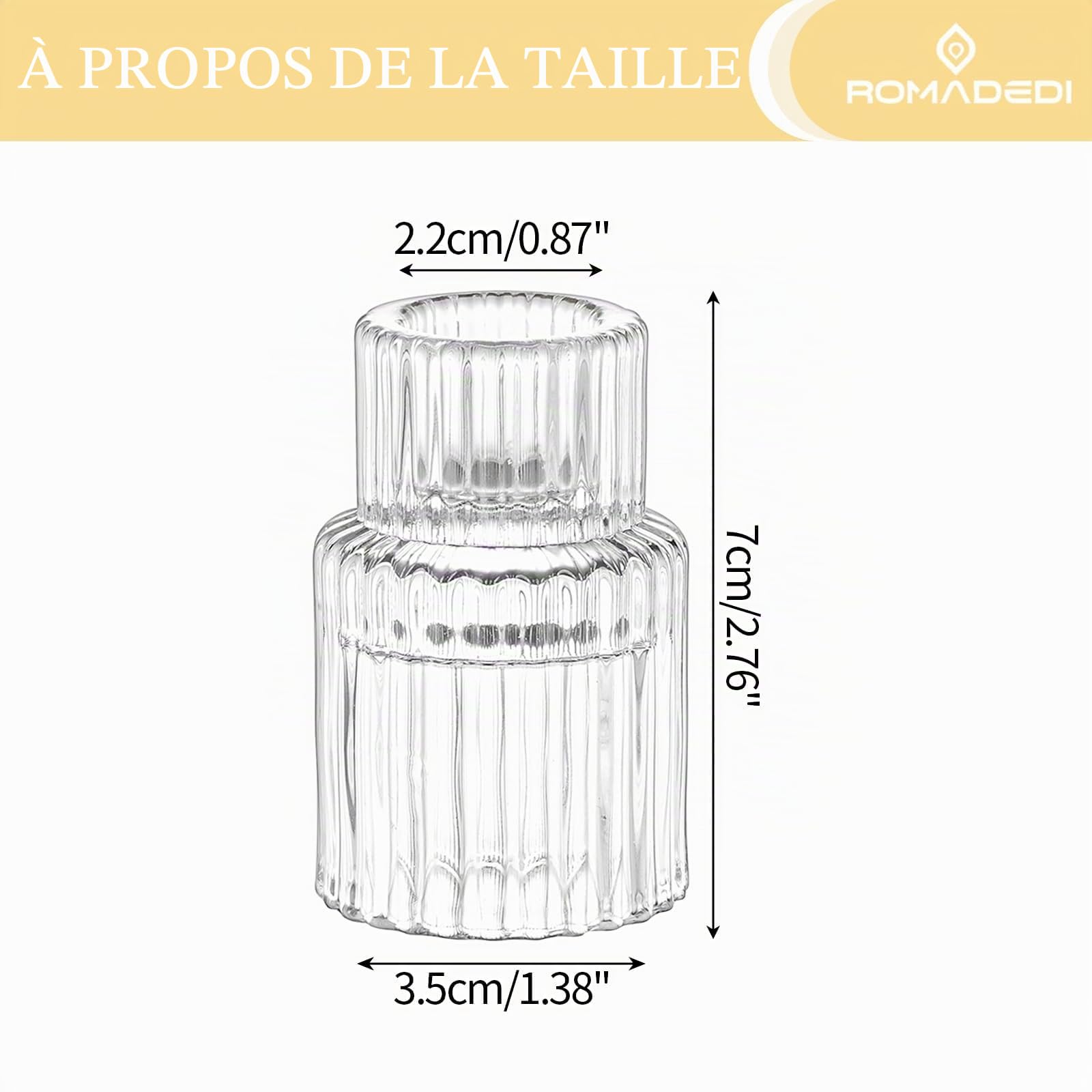 Romadedi Petite Chandelier Bougeoir Verre - Lot de 20 Bougeoir Decoratif Mariage Noel Decoration Maison, Supports pour Bougies Coniques Centre de Table Salon Chambre