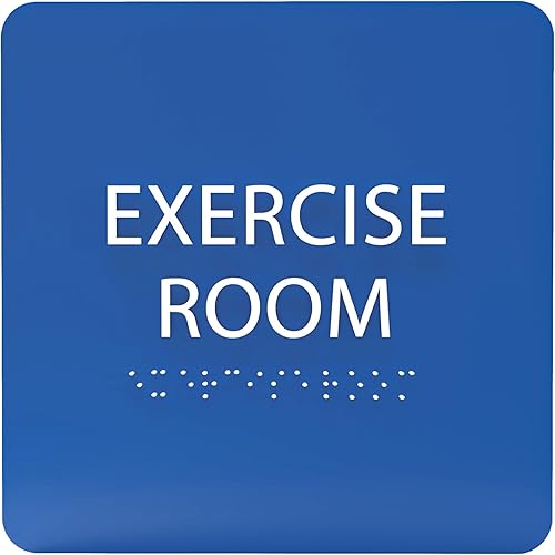 ADA CENTRAL SIGNS - Letrero acrílico para sala de ejercicios de 6 x 6 pulgadas - Gráficos táctiles de grado 2 con texto en braille - Letrero de