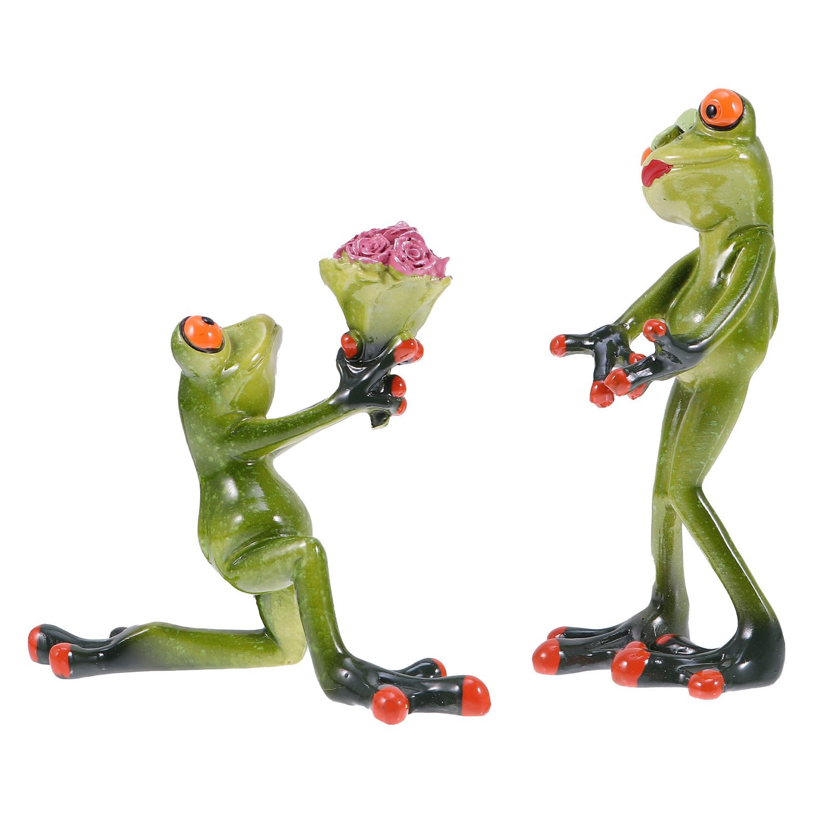 CALLARON Harzfrosch Figur 2 Stück aus Kunstharz Heiratsantragsmodell Grün | Romantische Klassische Form, für Schreibtisch oder Garten, Geschenkidee für Freundin oder Ehefrau