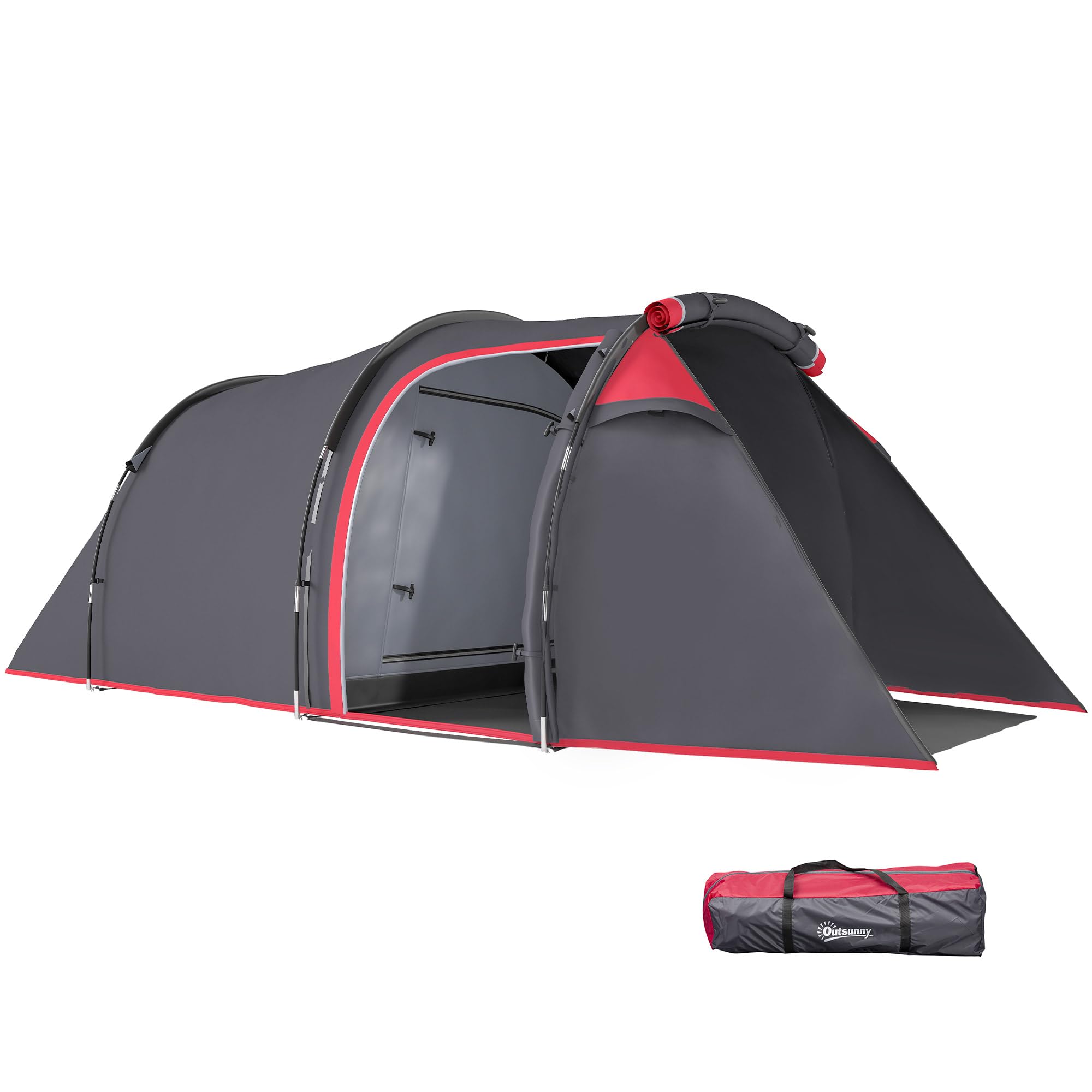 Outsunny Campingzelt fr 2-3 Personen stabil wasserdicht Familienzelt mit  Zwei Schlafkabinen Vorraum mit Stehhhe, Kuppelzelt mit 2000mm Wassersule  Tunnelzelt Zelt fr Camping Reise, Dunkelgrau : Amazon.de: Sport & Freizeit