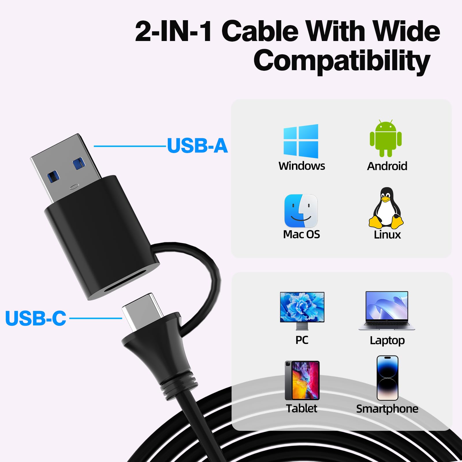 Hub USB 3.2 avec 11 Ports à 10 Gbps - A/C, 4 Ports de Charge Rapide 3.0 - Câble 2-en-1 120 cm et Adaptateur Secteur 48W