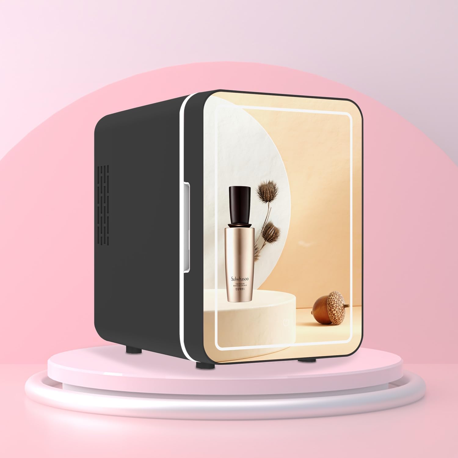 Olvy Mini Réfrigérateur Cosmétique 4 Litres, Portable avec Miroir LED, Noir