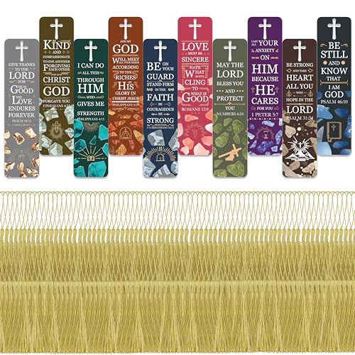 100 Pieces Paper Bible Verse Bookmarks with Tassels and Storage