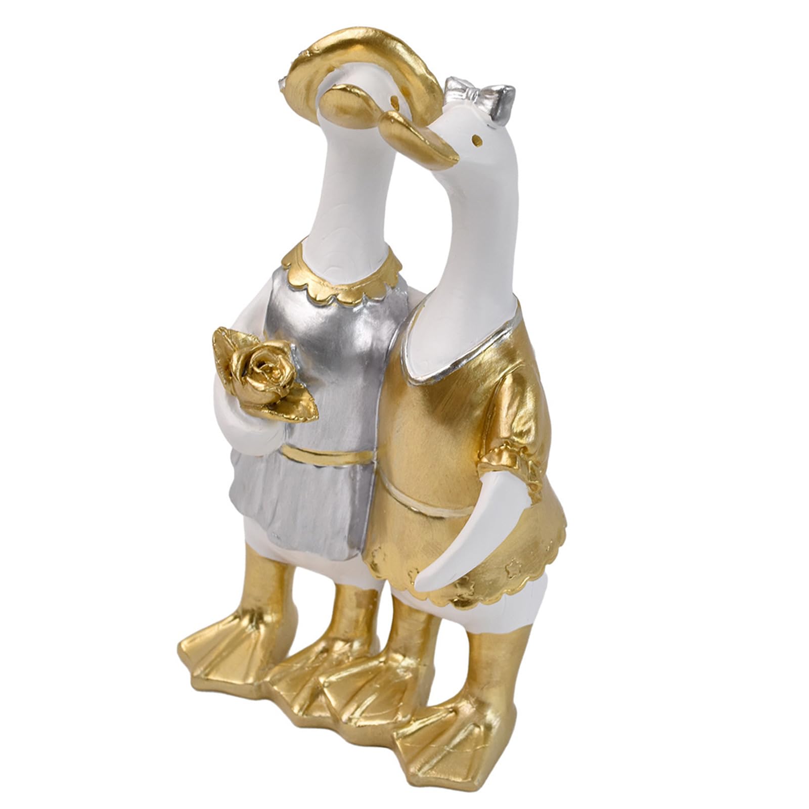 Tabletop Decor Sculpture with Bird Character Design, Resin Accent Piece in White Finish for Shelf Mantel or Window Use Ducks Statues Animal Sculptures Ornament Ducks Figurine Bird Shelf Ornament Resin