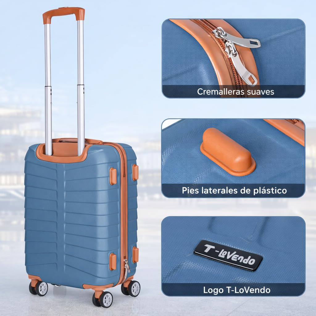 Maleta de Cabina 55x34x23 ABS Ligero 4 Ruedas Giratorias Candado Combinación