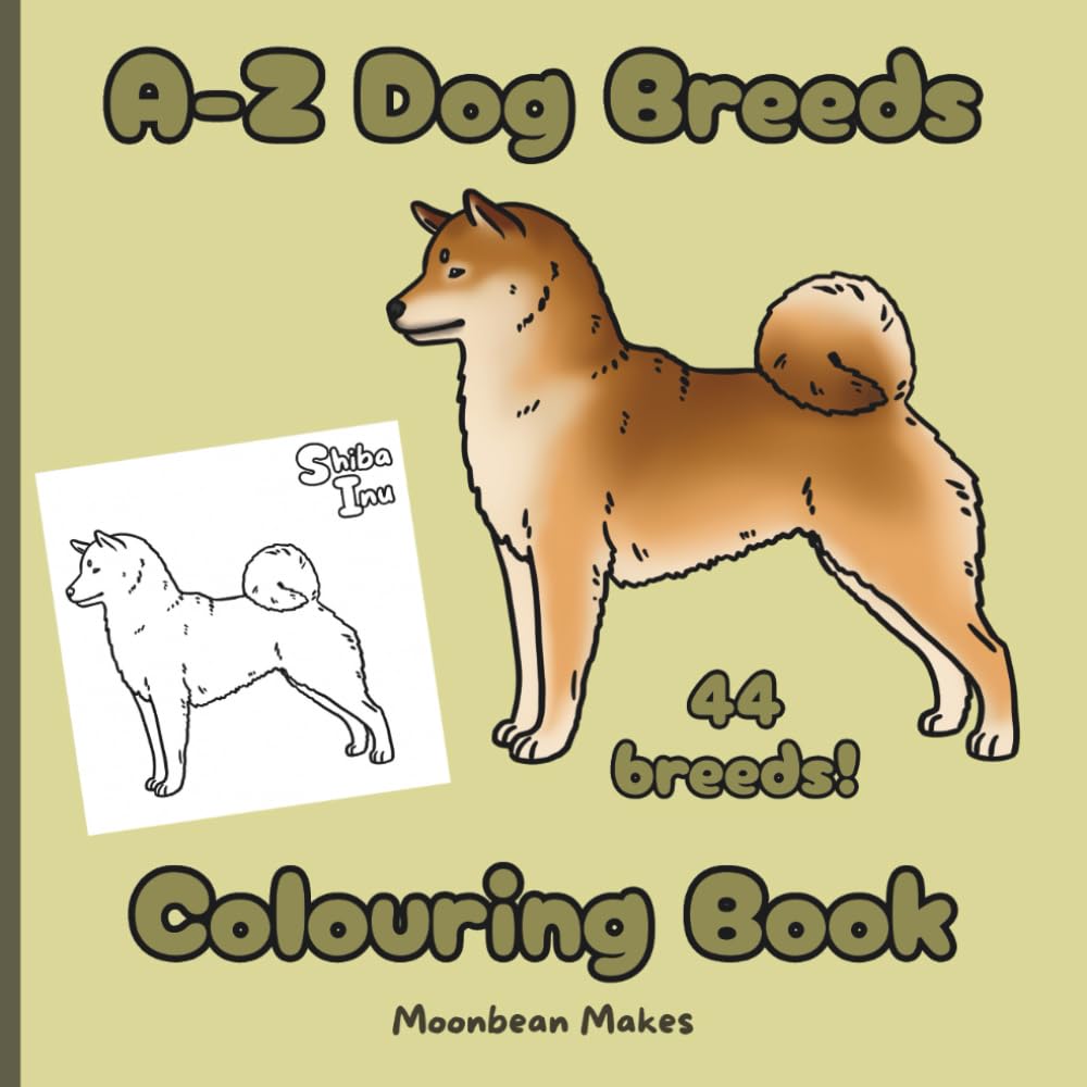 A-Z Dog Breeds Colouring Book: 44 Bold and Easy to Colour Dog Breeds for All Ages