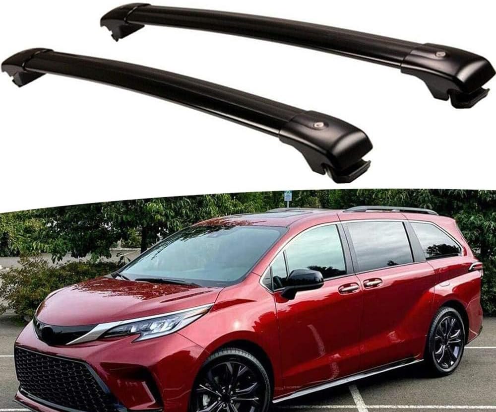 URP 2Pcs Fits for 2021 2022 Toyota Sienna Roof Rail Rack Cross bar Crossbar Lockable, Silver