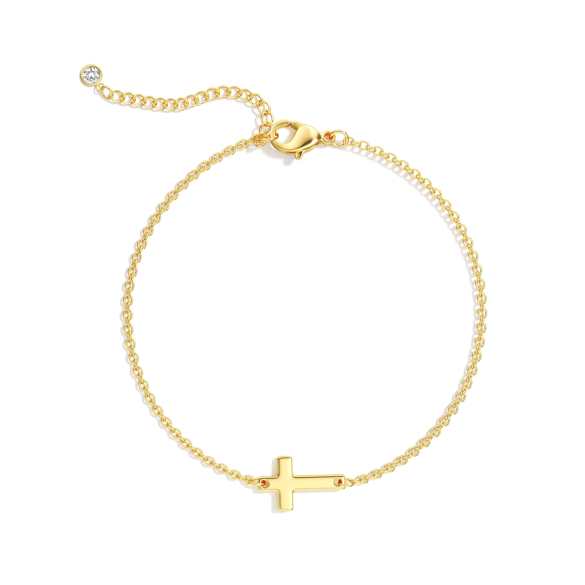 Tewiky Waterproof Gold Bracelets for Women Non Tarnish - Dainty Stack 14K Gold Plated Sterling Silver Chain Bracelets