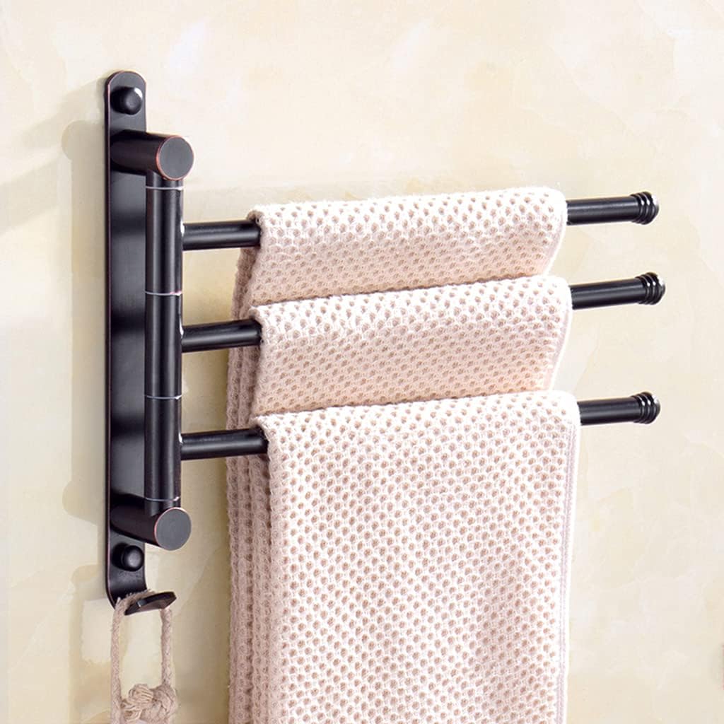 FAMMIX Black Swing Out Towel Bar, Bronze Oil Rubbed Folding Arm Swivel Hanger Bathroom Storage Organizer Rustproof Wall Mount, Swivel Towel Rack for Shower Room, Kitchen 4bars