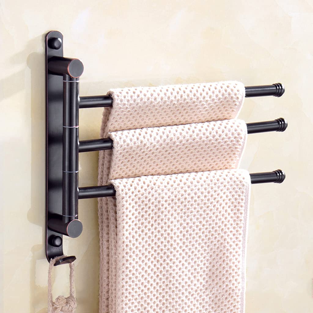 Porte-serviettes en laiton brossé noir avec barre à serviettes pivotante mural