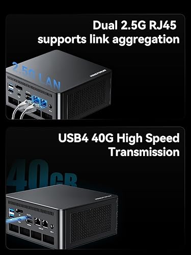 Miniatura 7 de MINISFORUM Mini PC UM780 XTX AMD Ryzen 7 7840HS, 8C16T, 64GB DDR5 1TB PCIe SSD 4.0 Mini PC de escritorio, 2 x RJ45 2.5 G, HDMI2.1DP2xUSB4, 1xOP, 4