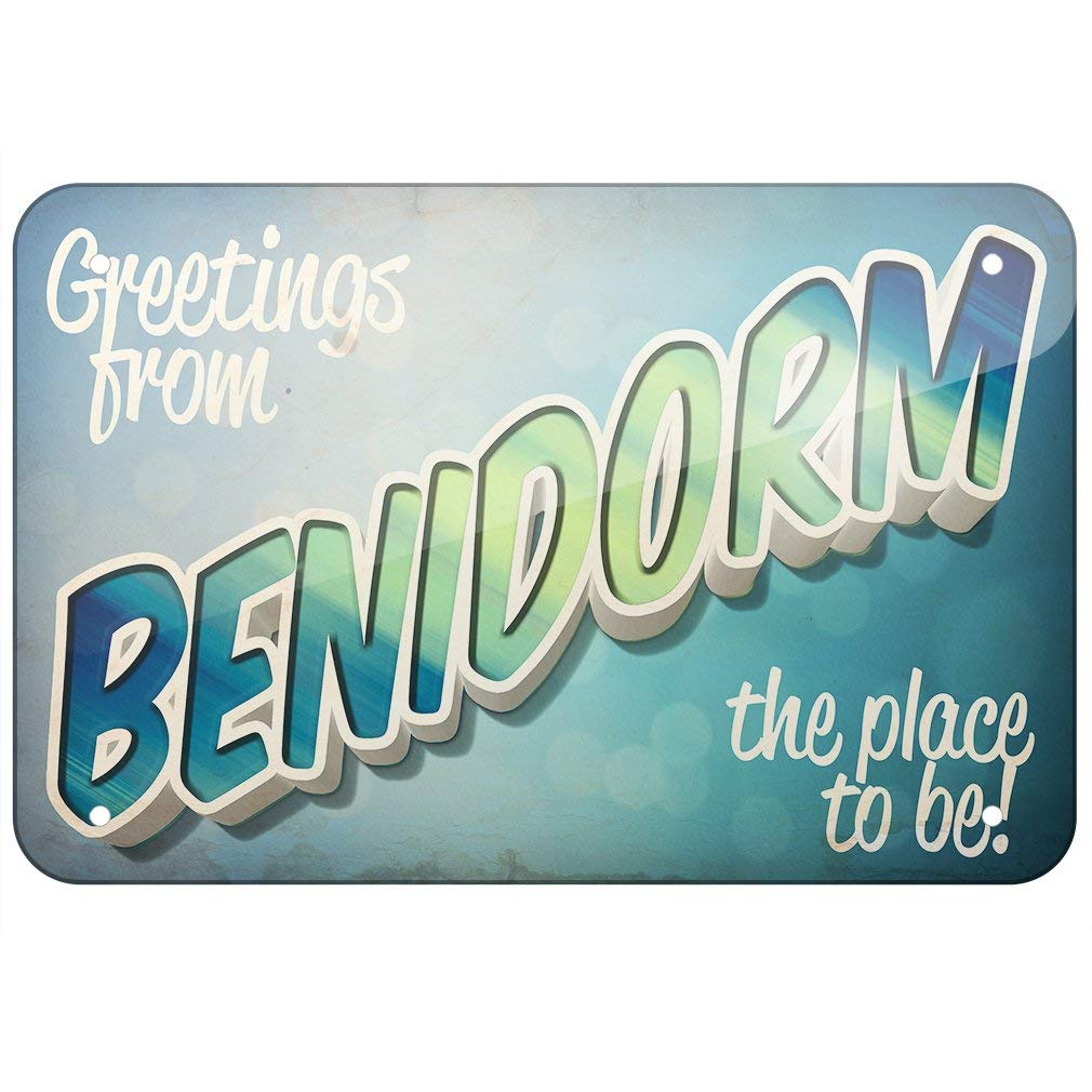 Biopracess Metalpostera47525 Metal Sign Greetings From Benidorm Metal Tin Sign 8X12 Inches