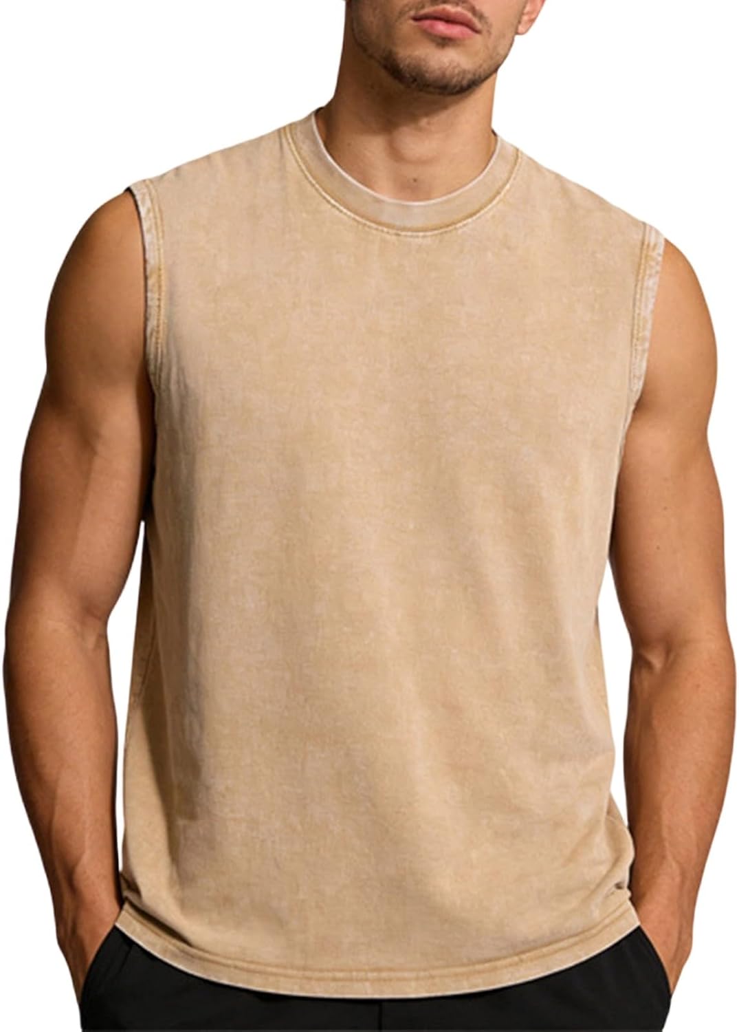Mens Tank Tops Summer Sleeveless Shirts Fitness Muscle Shirts Cotton Loose Fit Tee Distressed Soft Shirt for Daily