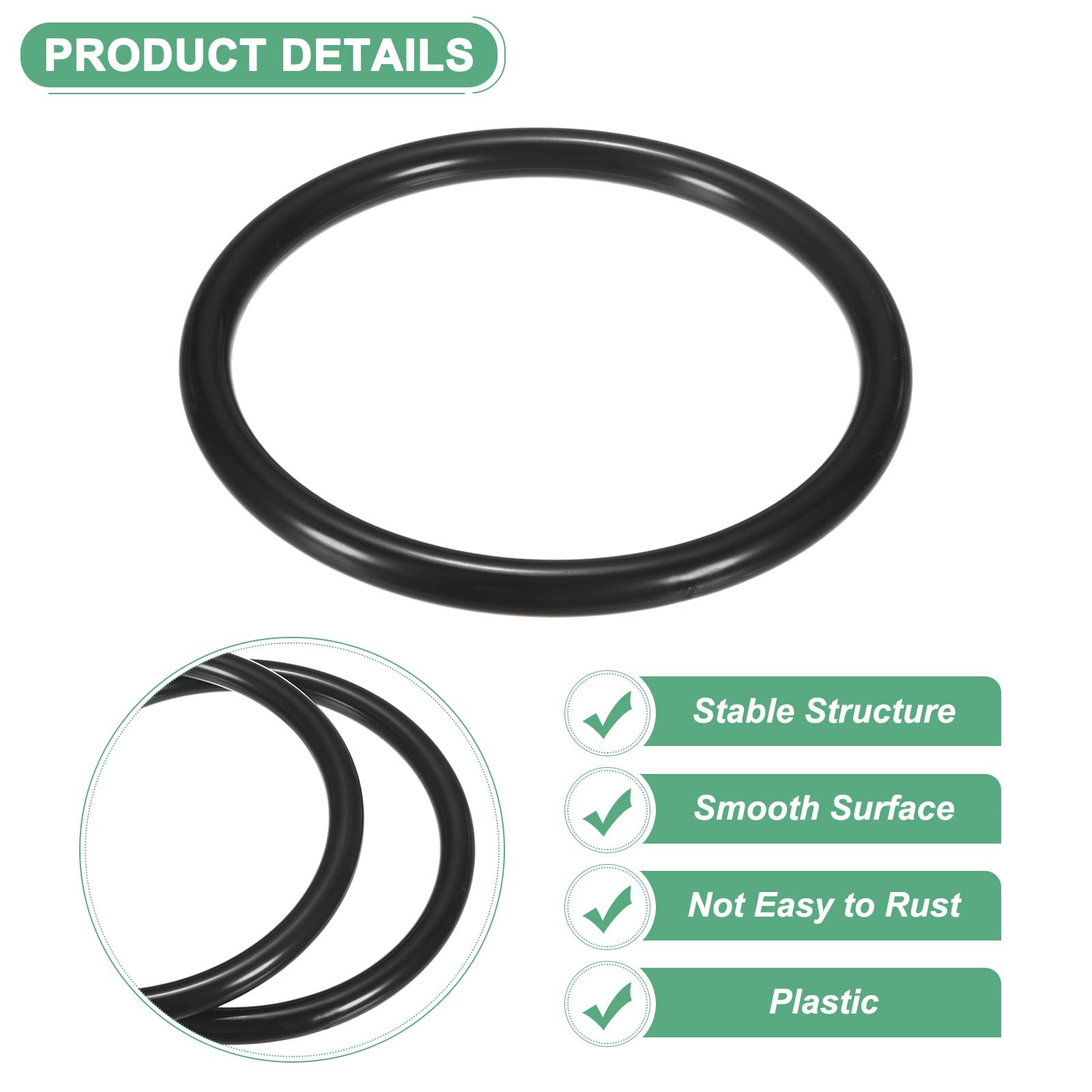 M METERXITY 30-Pack Dream Catcher Rings,4.7 Inch Plastic Macrame Wreath Floral Round Rings Plastic O Rings Hoop for DIY Wedding Wreath/Wall Hanging/Christmas/Camping Black 0.35 Inch - Image 2