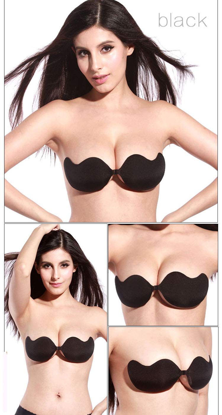 Reggiseno invisibile spingere su copricapezzoli senza spalline traspirante confortevole alta viscosa autoadesivo copricapezzoli riutilizzabile reggiseno copricapezzoli Durevole/Black/C