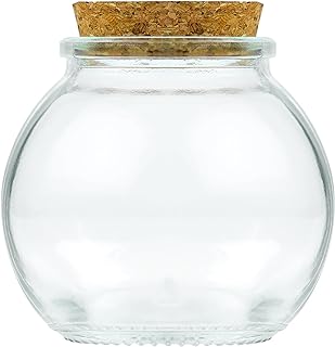 FJNATINH Small Jars Round Glass Bottle with Cork Lid, 100ml Wedding Candy Sand Keepsake Jar, for Home DIY Art Crafts Wedding Party Supplies Festive Decorations(Round)