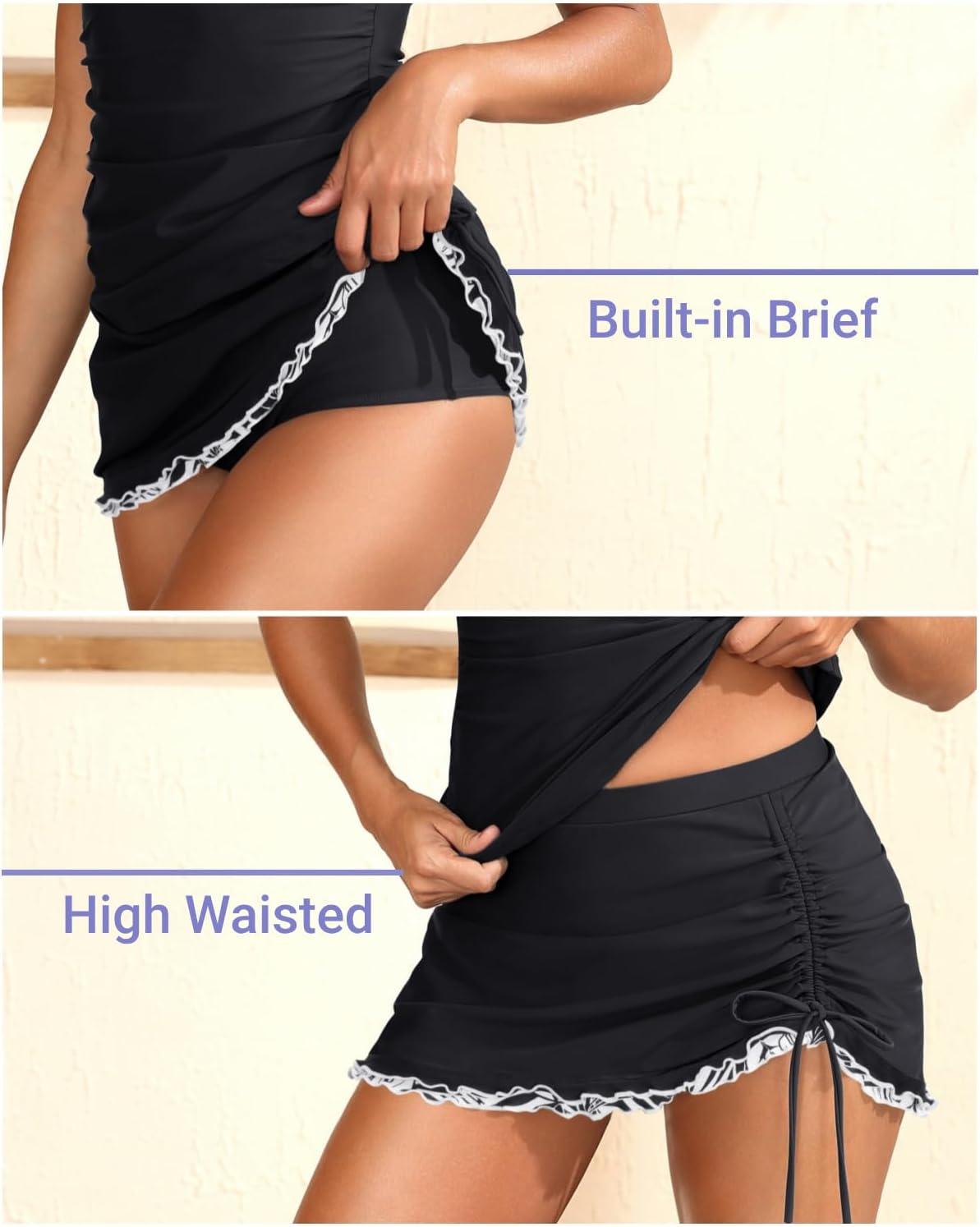 Women Tankini Swimsuits with Skirt - Two Piece Tummy Control Bathing Suit Halter V Neck 2025 Swimwear - Image 5