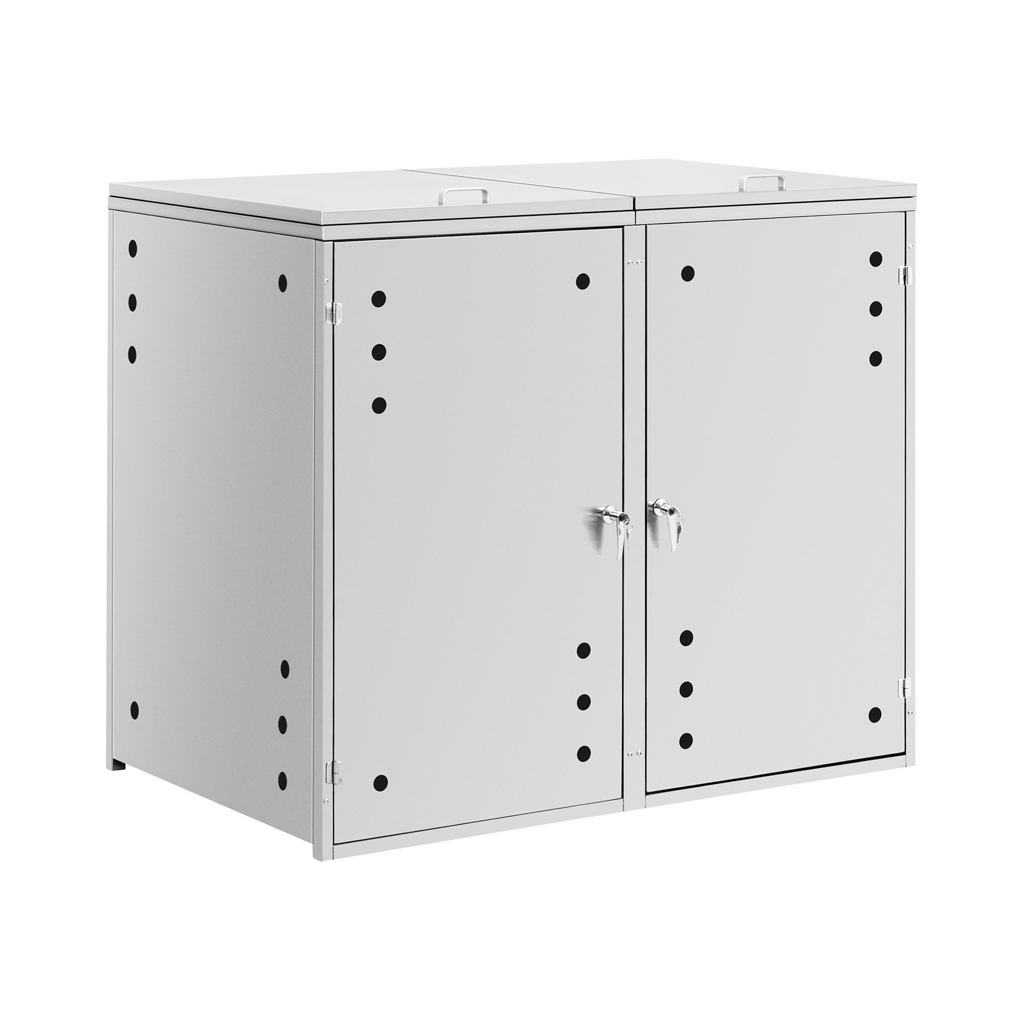 Copribidone per spazzatura 2 x 240 l Fori di ventilazione copri cassonetto della spazzatura Copribidone dei rifiuti Copri bidoni spazzatura Copribidone per spazzatura acciaio inox