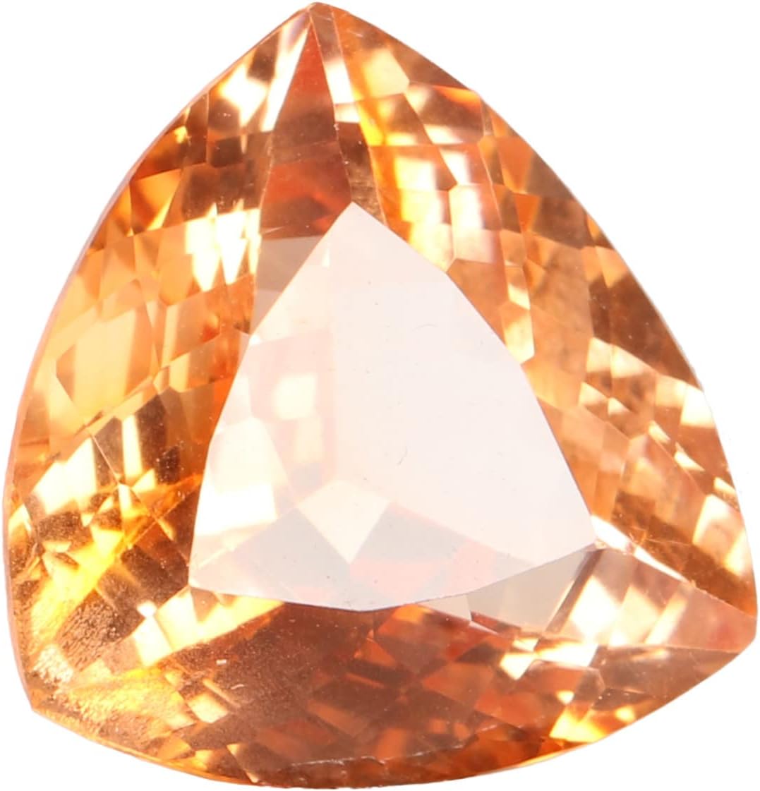 REAL-GEMS13.Carat Trillion Cut Orange Color Morganite Loose Gemstone For Jewelry Making, Medium, Gemstone, morganite