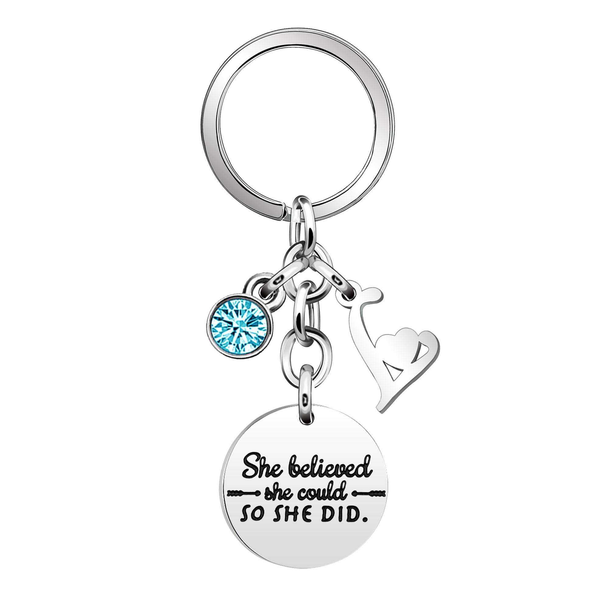 Inspirational Gift Key Chains She Believe She Could So She Did Keyring for Her Women Passed Driving Test Car Accessories Graduation Birthday Christmas Key Chain