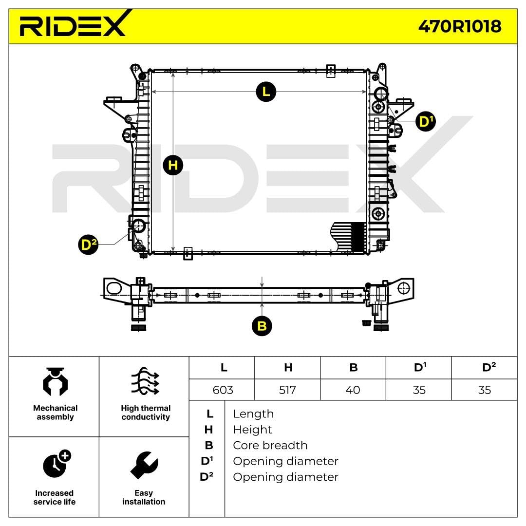 RIDEX 470R1018 Radiador refrigeración del motor sin grapa/pinza Compatible con LAND ROVER Range Rover Sport L320