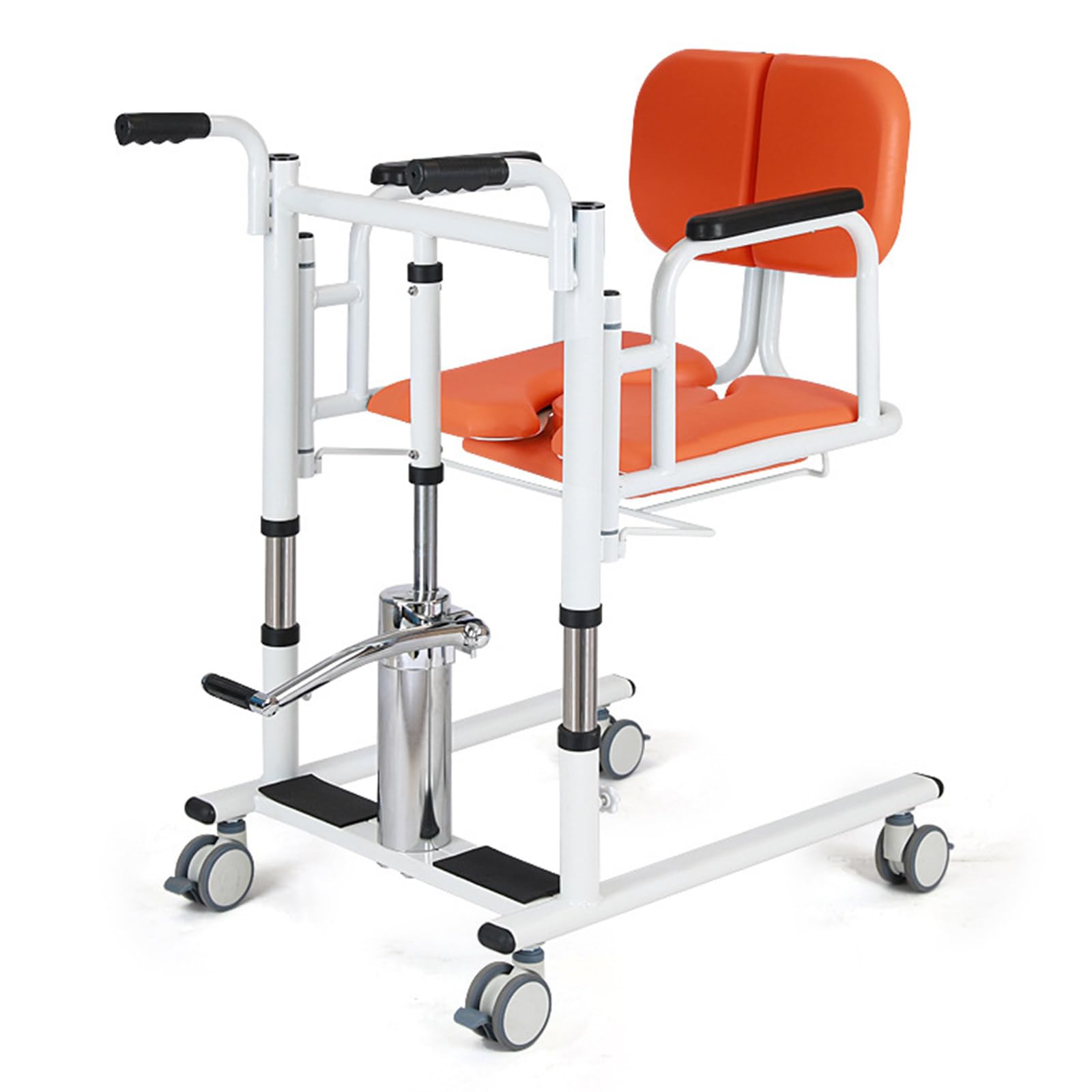 Sollevatore Portatile per Anziani E Anziani, Sollevatore Disabili,Supporto per Trasferimento, Sedia da Doccia Multifunzione con Seduta Divisa a 180°, Portata 200 kg Orange