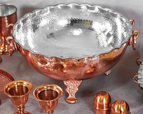 Miniatura 4 de Angel's Peel Lounge Cuenco mediano de cobre 100 cobre puro, 1.13 libras, cuencos decorativos de cobre hechos a mano para alimentos, dulces, frutas y