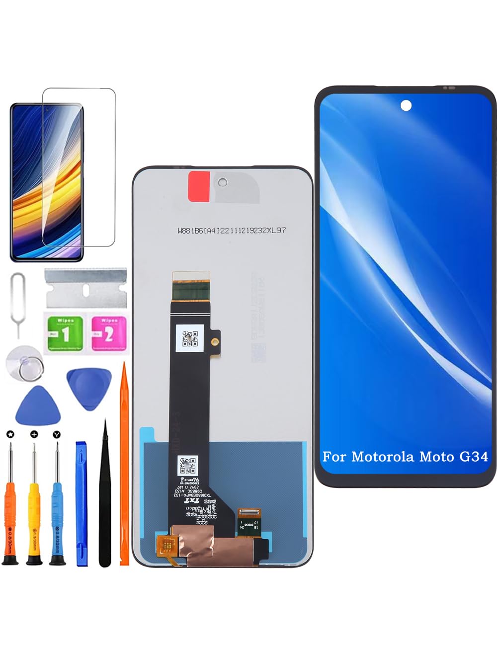 Ersatz Display für Motorola Moto G34 LCD Bildschirm, XT2363 Display Bildschirm Touch Digitizer Assembly Reparaturteile Kit