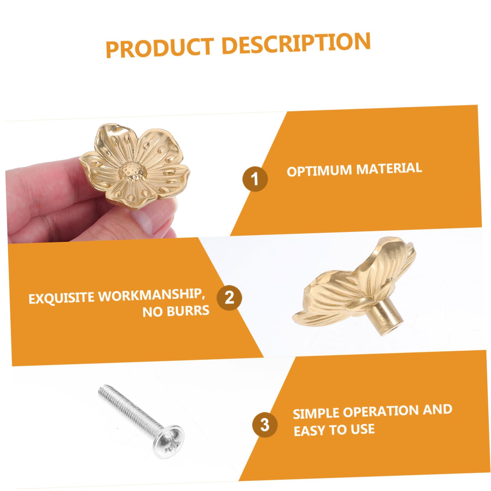 Homoyoyo 1pezzi Pomello per Porta in Ottone Maniglia per Mobili Pomello per Armadio Maniglia per Design Forma di Fiore Elegante