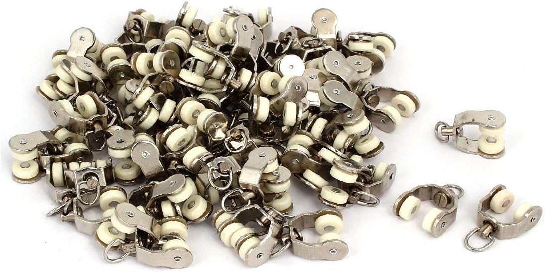 New Lon0167 10mm Dia Featured Twin Wheel Swivel reliable efficacy Ring Curtain Track Rail Sliding Roller Glider 80pcs(id:b69 59 94 5f5)