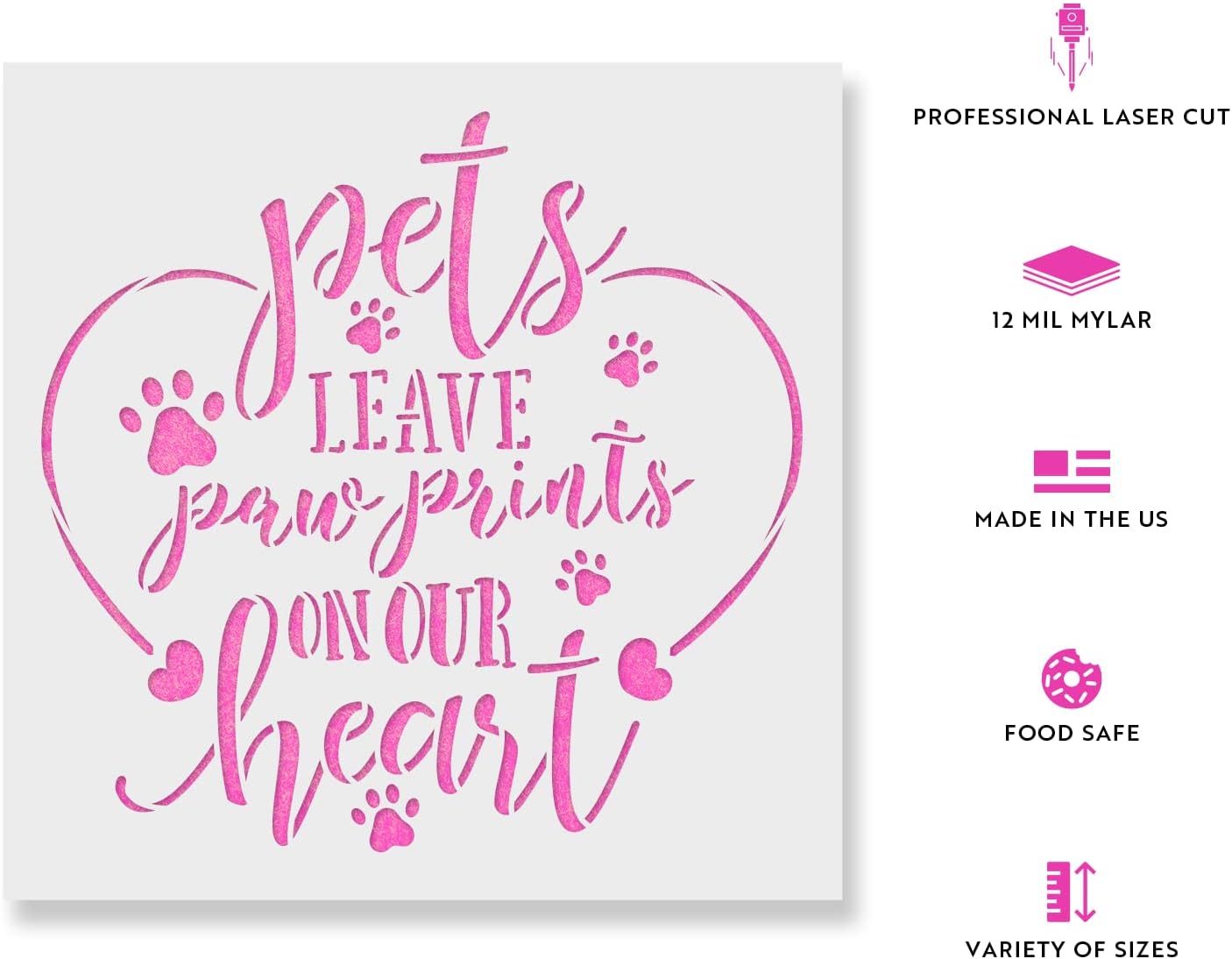 Pet Leave Paw Prints Heart Stencil - Sentimental Animal Paw Prints