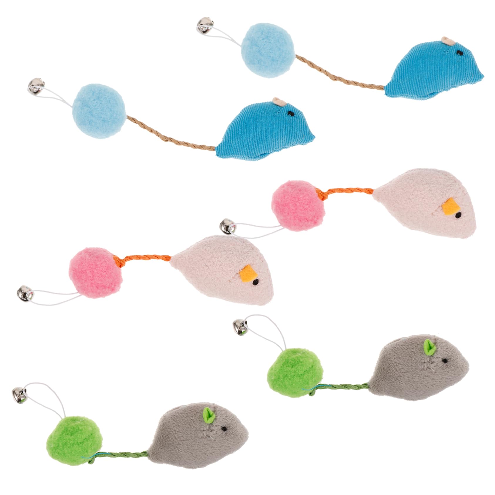 Hemobllo 6Pièces Souris pour Chat Colorées avec Cloche pour Stimule Activité et Jeu Intérieur