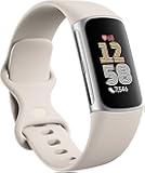 Charge 6 Activity Tracker Heart Rate Monitoring, 7-Day Battery, Integrated Google Apps, Maps & Wallet, in-Depth Health Insights, Activity & Sleep Analysis, Porcelain/Silver Aluminium