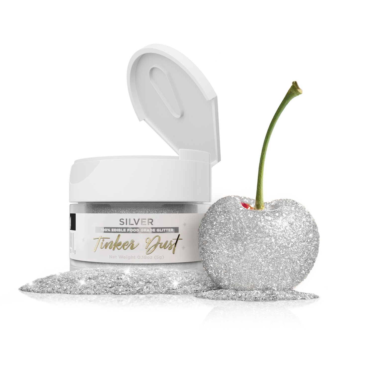 Bakell - Silver Tinker Dust (5g, 1x Jar) Edible Glitter for Food, Desserts, and Beverages!
