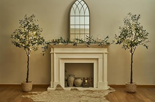 Miniatura 6 de BAOLITVINE Árbol de olivo iluminado, 300 luces de hadas de 6 pies, árboles iluminados para decoración interior, árbol artificial con temporizador y