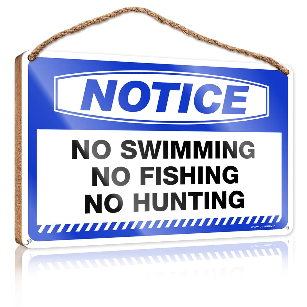 Bruntelo One Color Decor Signs Notice No Swimming No Fishing No Hunting Wooden Sign Door Sign Decoration Funny Man Cave Signs(15X28cm)