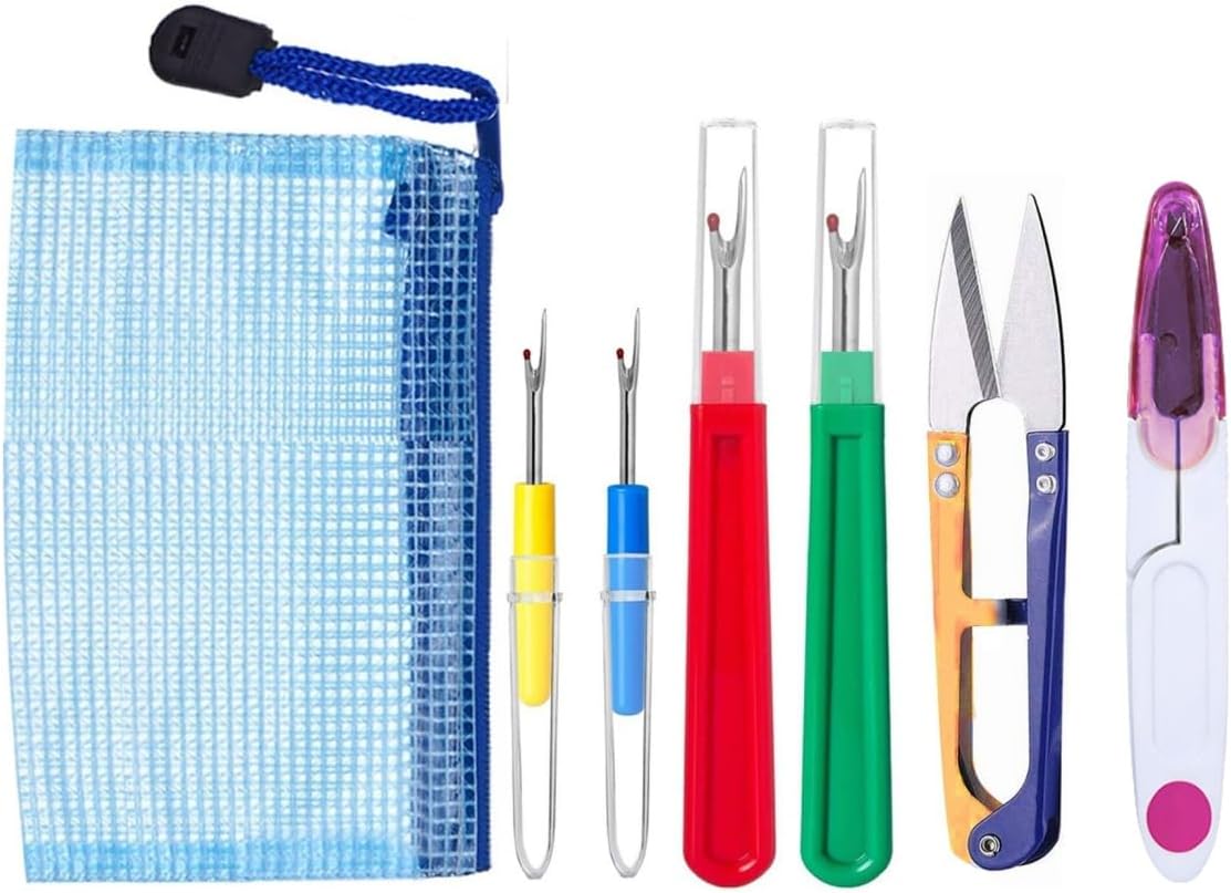 6 Pcs Seam Ripper Set, Big and Small Sewing Stitch, Stitching Thread Unpicker, Seam Rippers for Sewing, Stitch Ripper with Scissor, Storage Bag, for Open Seams Hemming Seams