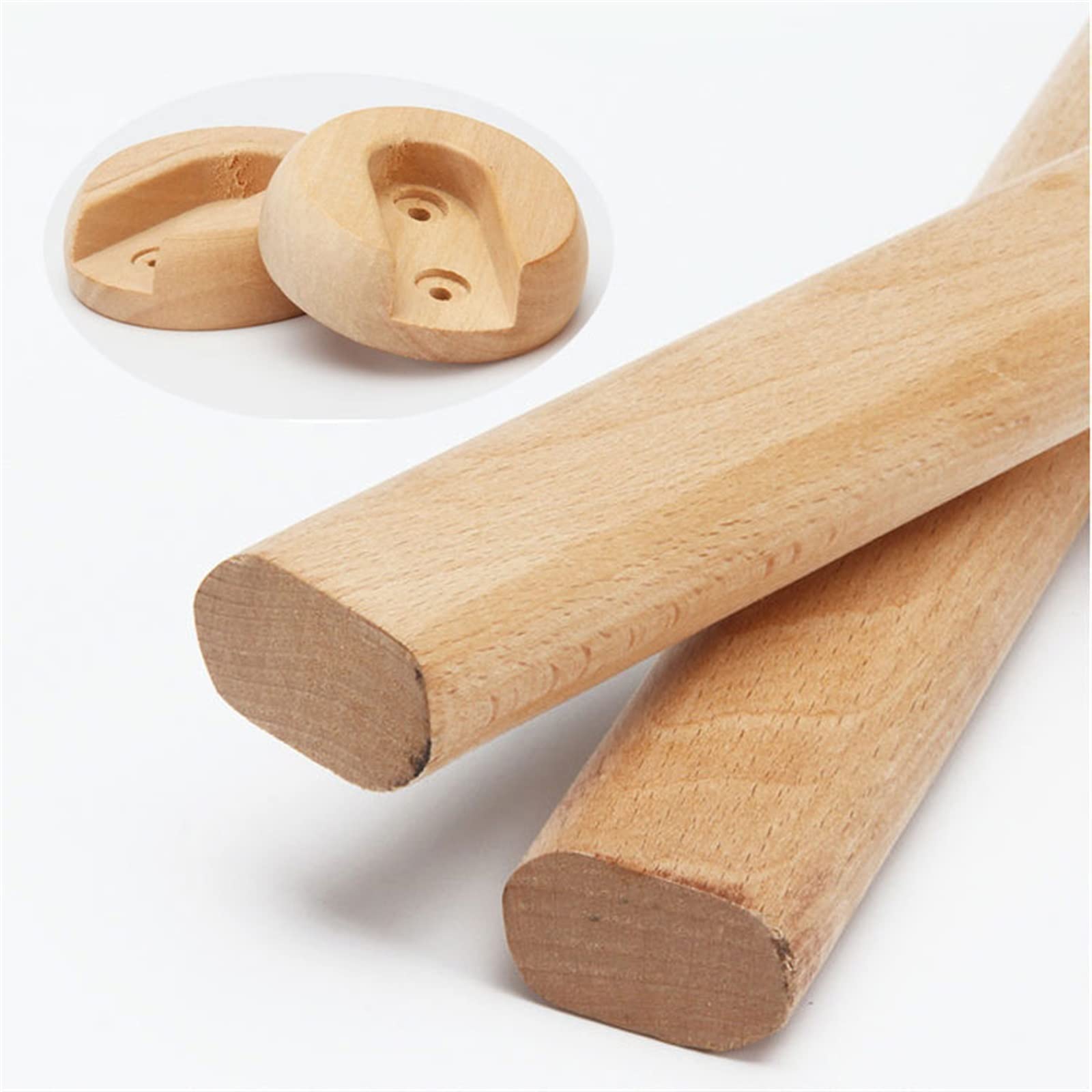 Melairya Tringle de penderie Ovale en Bois Tringle de penderie en Bois Poli avec Supports d'extrémité (Size : 70cm)