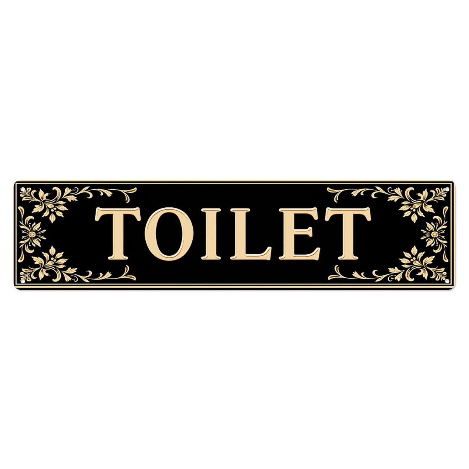 Floral Ornate Black Gold Text Metal Tin Sign Plaque