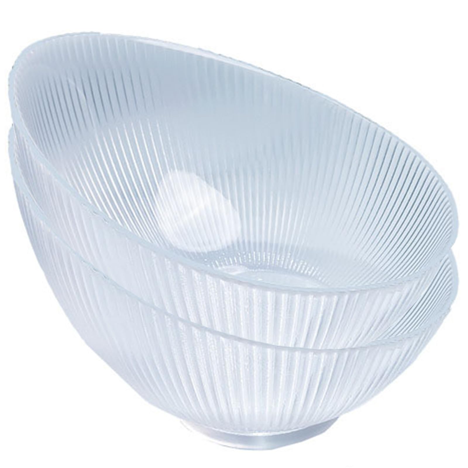 Xeiwagoo2 Packs Glass Salad Bowls, 57 oz Large Serving Angled Bowls for Salad, Pasta, Fruit, Sauces,Soup, Prep, Ideal for Home and Restaurant, Party, Daily Use（Striped Glass Bowl）