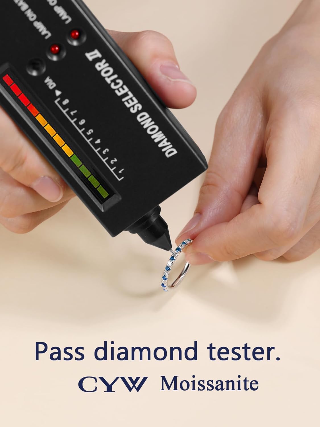 CYW Moissanite Sapphire Ruby Emerald Hand Setting Full Eternity Rings for Women, Solid 925 Sterling Silver, Stackable Ring, Wedding Birthday Valentines Anniversary Mothers Day Ideal Gift for Her - Image 4