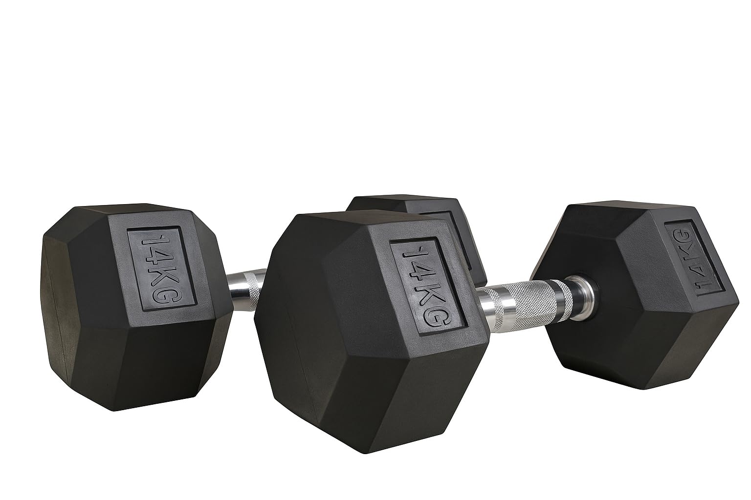 Hex Dumbbell 6–20KG – Premium Rubber Dumbbells Set -Coated Free Weights with Anti-Slip Chrome Handles – Ideal for Home Gym Sports & Full-Body Training (2x14KG)